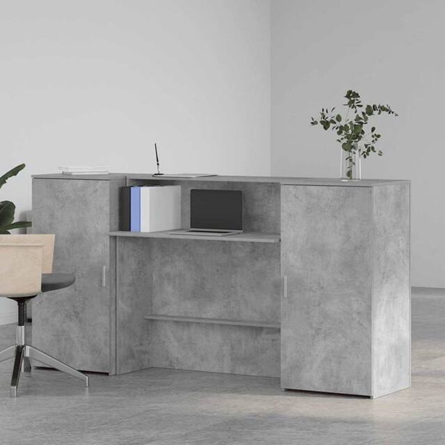 Berkfield Home Reception Desk Concrete Grey 200x50x103.5 cm Engineered Wood - image 1