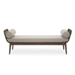 Orsina Rattan Woven Day Bed with 2 side Round Pillow, Rattan Lounge Bench in Natural - thumbnail 6