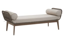Orsina Rattan Woven Day Bed with 2 side Round Pillow, Rattan Lounge Bench in Natural - thumbnail 3