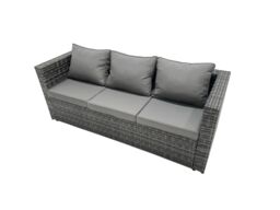 Fimous 8-seater Patio Coffee Table Sofa Set with 2 Side Tables 2 Footstools in Dark Grey - thumbnail 4