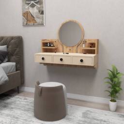 Destina Home Cosmo Makeup Vanity Table with Mirror in Beige - Size: 1 Pack - thumbnail 2