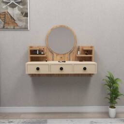 Destina Home Cosmo Makeup Vanity Table with Mirror in Beige - Size: 1 Pack - thumbnail 4