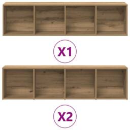 Berkfield Home Book Cabinets 3 pcs Artisan Oak Engineered Wood in Brown - thumbnail 5