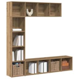Berkfield Home Book Cabinets 3 pcs Artisan Oak Engineered Wood in Brown - thumbnail 2