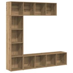 Berkfield Home Book Cabinets 3 pcs Artisan Oak Engineered Wood in Brown - thumbnail 1