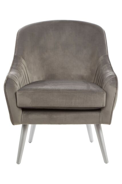 Orsina Modern Mustard Velvet Armchair For Living Rooms, Elegant Curve Pleated Lounge Chair, Decent Dining Chair in Grey - image 1