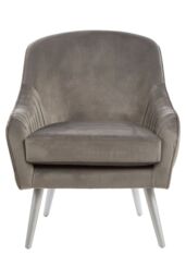 Orsina Modern Mustard Velvet Armchair For Living Rooms, Elegant Curve Pleated Lounge Chair, Decent Dining Chair in Grey - thumbnail 1