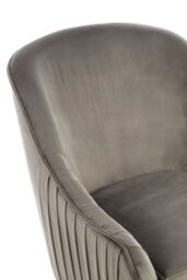 Orsina Modern Mustard Velvet Armchair For Living Rooms, Elegant Curve Pleated Lounge Chair, Decent Dining Chair in Grey - thumbnail 5