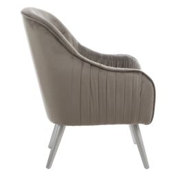 Orsina Modern Mustard Velvet Armchair For Living Rooms, Elegant Curve Pleated Lounge Chair, Decent Dining Chair in Grey - thumbnail 3