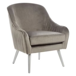Orsina Modern Mustard Velvet Armchair For Living Rooms, Elegant Curve Pleated Lounge Chair, Decent Dining Chair in Grey - thumbnail 2