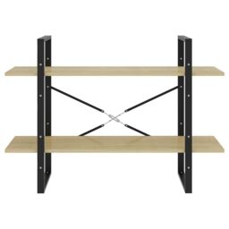 Berkfield Home 2-Tier Book Cabinet Sonoma Oak 100x30x70 cm Engineered Wood in Brown - Size: 100 x 30 x 70 cm - thumbnail 5