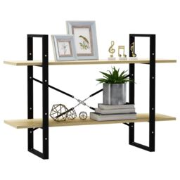 Berkfield Home 2-Tier Book Cabinet Sonoma Oak 100x30x70 cm Engineered Wood in Brown - Size: 100 x 30 x 70 cm - thumbnail 4