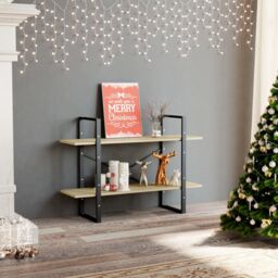 Berkfield Home 2-Tier Book Cabinet Sonoma Oak 100x30x70 cm Engineered Wood in Brown - Size: 100 x 30 x 70 cm - thumbnail 1