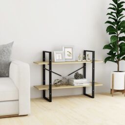 Berkfield Home 2-Tier Book Cabinet Sonoma Oak 100x30x70 cm Engineered Wood in Brown - Size: 100 x 30 x 70 cm - thumbnail 3