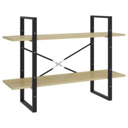 Berkfield Home 2-Tier Book Cabinet Sonoma Oak 100x30x70 cm Engineered Wood in Brown - Size: 100 x 30 x 70 cm - thumbnail 2