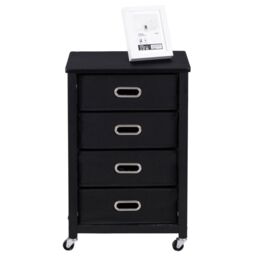 Costway 4 Drawers Bedside Table End Table Mobile Filing Cabinet Side Cabinet w/ Wheels in Black - thumbnail 1