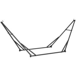 OUTSUNNY Foldable Hammock Stand, 2 in 1 Hammock Net Stand, Hammock Chair Stand, Black - thumbnail 2
