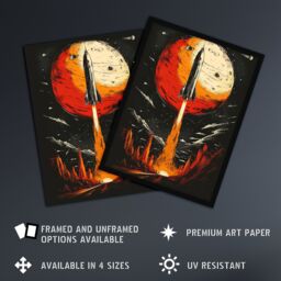 "Artery8 Rocket Launch Alien Planets Space Exploration Framed Wall Art in Black - Size: W12"" x H16""" - thumbnail 2