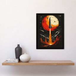 "Artery8 Rocket Launch Alien Planets Space Exploration Framed Wall Art in Black - Size: W12"" x H16""" - thumbnail 4