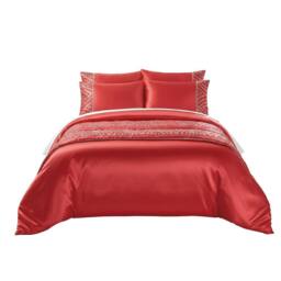 Snug City Shimmer Duvet Cover Set Luxury Bedding with Elegant Metallic Finish in Red - Size: King - thumbnail 2
