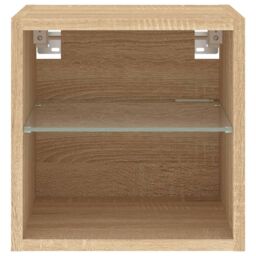 Berkfield Home TV Wall Cabinets with LED Lights 2 pcs Sonoma Oak 30x28.5x30 cm in Brown - thumbnail 9