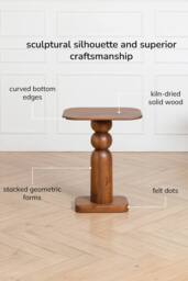 MH London Solid Mango Wood Sculptural Side Table, Bedside End Table for Living Room & Bedroom - Vita in Walnut - thumbnail 4