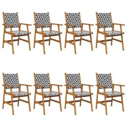 Berkfield Home Garden Chairs 8 pcs Solid Acacia Wood in Brown - thumbnail 1