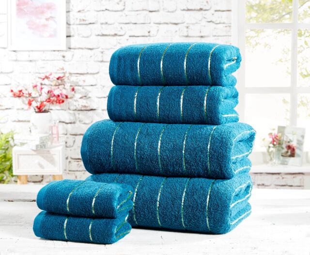 Rapport Home Sandringham Stripe Pure Cotton Towels in Teal - image 1