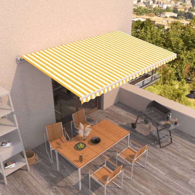 Berkfield Home Manual Retractable Awning 500x350 cm Yellow & White - image 1