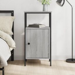 Berkfield Home Bedside Cabinet Grey Sonoma 41x31x80 cm Engineered Wood - Size: 41 x 31 x 80 cm - thumbnail 1