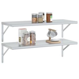 Berkfield Home Wall Shelves 2 pcs 100x40 cm Silver Stainless Steel - thumbnail 4