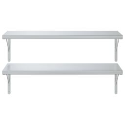 Berkfield Home Wall Shelves 2 pcs 100x40 cm Silver Stainless Steel - thumbnail 5