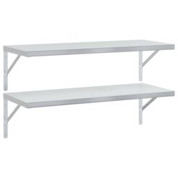 Berkfield Home Wall Shelves 2 pcs 100x40 cm Silver Stainless Steel - thumbnail 2