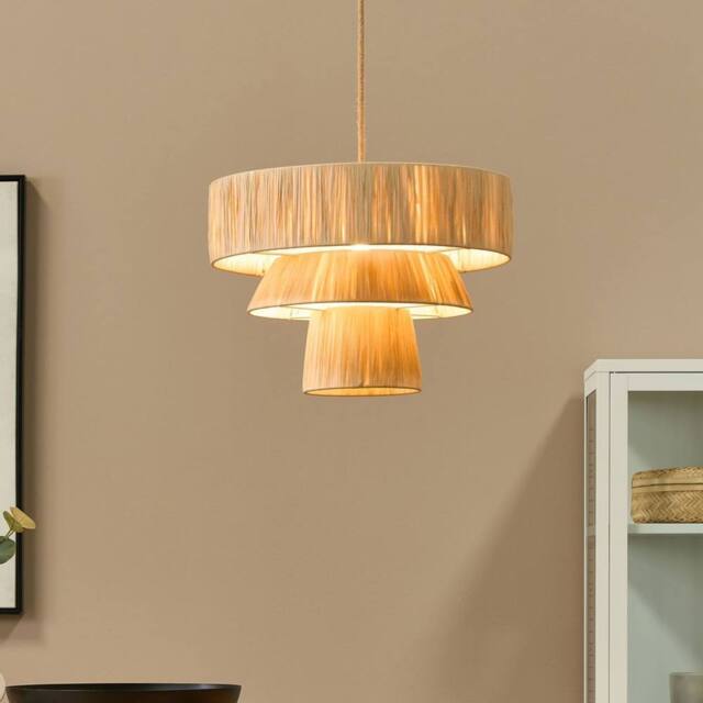 Wyld and Coco Japandi Pendant Lamp - Natural Paper Shade Jute Cord - image 1