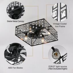 Garwarm 7- Blade 50cm Ceiling Fan with Remote Control & Light Kit Included in Black - thumbnail 7