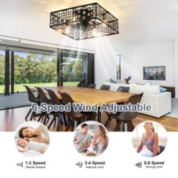 Garwarm 7- Blade 50cm Ceiling Fan with Remote Control & Light Kit Included in Black - thumbnail 9