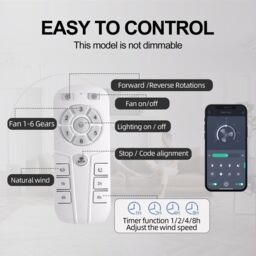 Garwarm 7- Blade 50cm Ceiling Fan with Remote Control & Light Kit Included in Black - thumbnail 8
