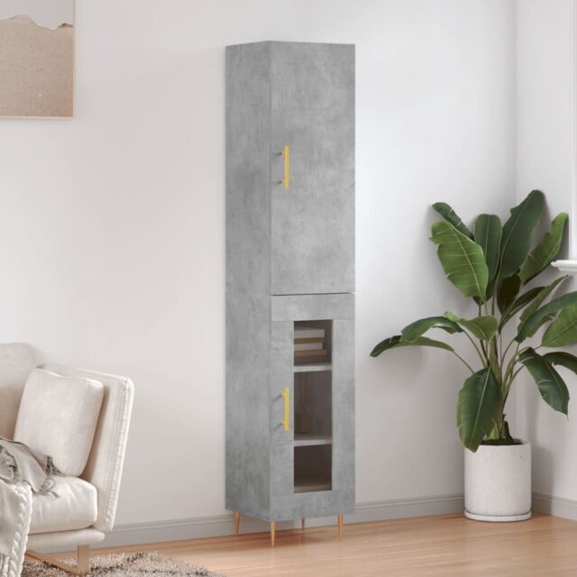 Berkfield Home Highboard Concrete Grey 34.5x34x180 cm Engineered Wood - image 1