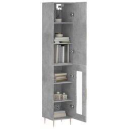 Berkfield Home Highboard Concrete Grey 34.5x34x180 cm Engineered Wood - thumbnail 3