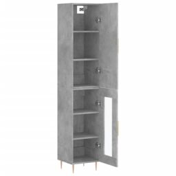 Berkfield Home Highboard Concrete Grey 34.5x34x180 cm Engineered Wood - thumbnail 4