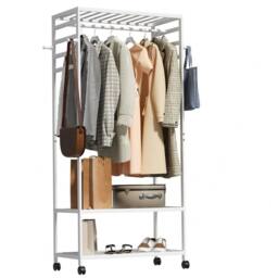 KORVIXA White Clothes Rail Coat Rack Bamboo Garment - Size: 500mm - thumbnail 1