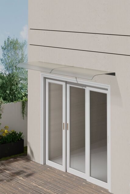 H&O Direct Frosted Window Door Awning Canopy Rain Cover in Clear - Size: XL - image 1