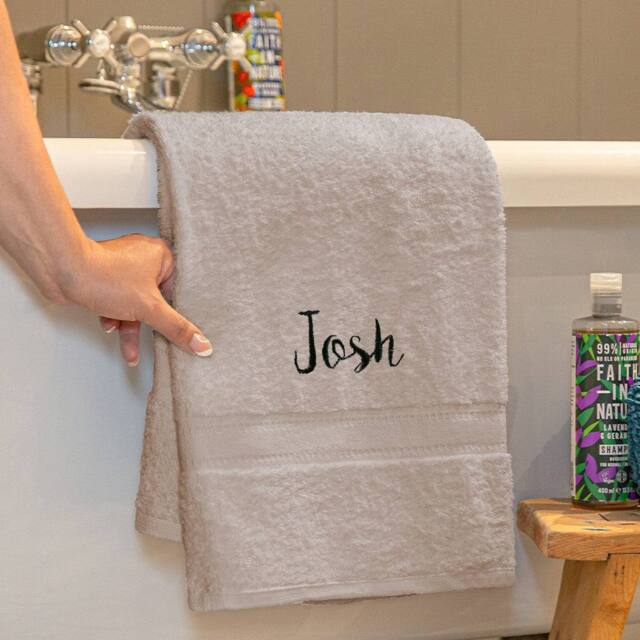 Duncan Stewart Personalised Luxury Cotton Bath Towel in Silver - image 1
