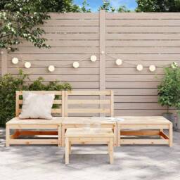 Berkfield Home Garden Sofa Armless with Footstool Solid Wood Pine in Natural