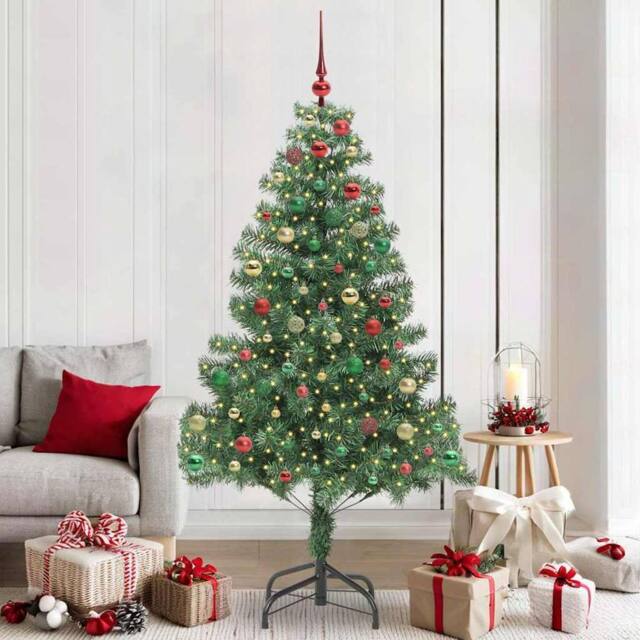 Berkfield Home Christmas Tree with 300 LEDs with Stand Green 210 cm PVC - image 1