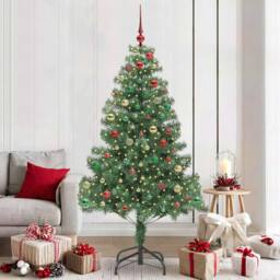 Berkfield Home Christmas Tree with 300 LEDs with Stand Green 210 cm PVC - thumbnail 1