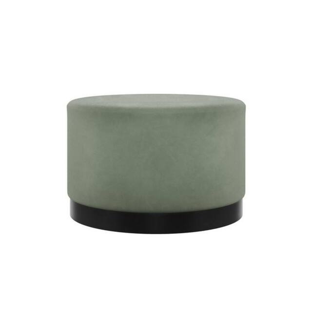Lemon Pavilion Furniture Lara Large Pouffe - L60.5 x W60.5 x H35.5 cm - Sage/Black Matte in Grey - Size: 1 Pack - image 1