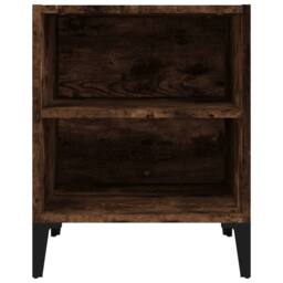 Berkfield Home Bed Cabinet with Metal Legs Smoked Oak 40x30x50 cm in Brown - Size: 40 x 30 x 50 cm - thumbnail 3
