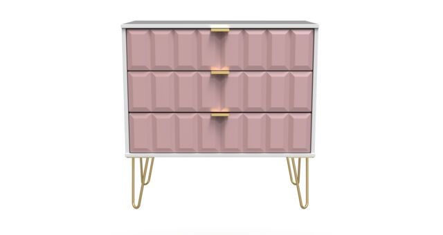 Ready Assembled 2 U Metro 3 Drawer Chest (Ready Assembled) in Dusty Pink - image 1