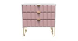 Ready Assembled 2 U Metro 3 Drawer Chest (Ready Assembled) in Dusty Pink - thumbnail 1